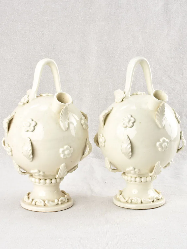 Pair of olive oil pitchers from Malicorne 1950s 13¾"