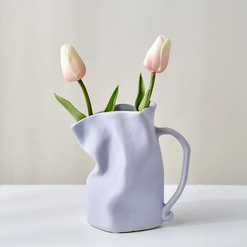 Paper Bag Whimsical Ceramic Vase