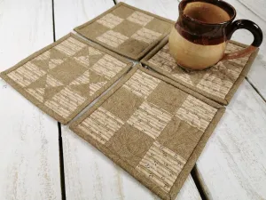 Patchwork Coasters, Neutral Mug Rug Set
