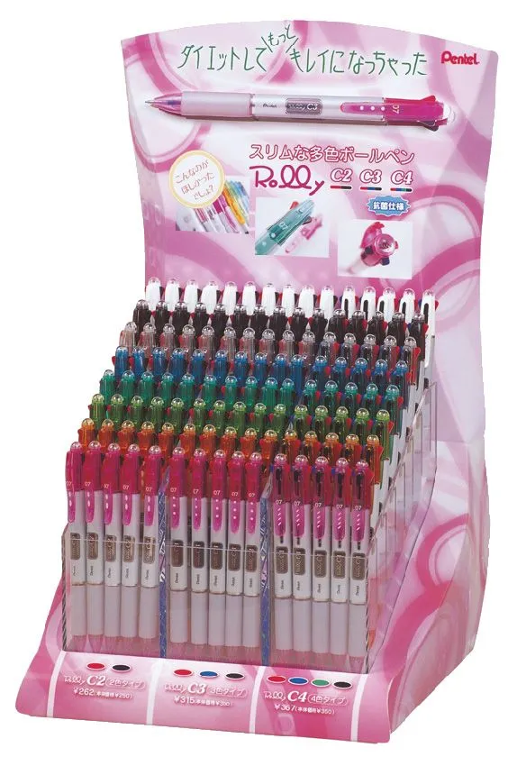 Pentel BPC Ballpoint Rolly 3in1 and 4in1 Display of 80 PCs