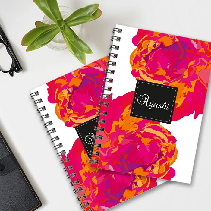Personalised Notebook (A5 Size) - Abstract Flower
