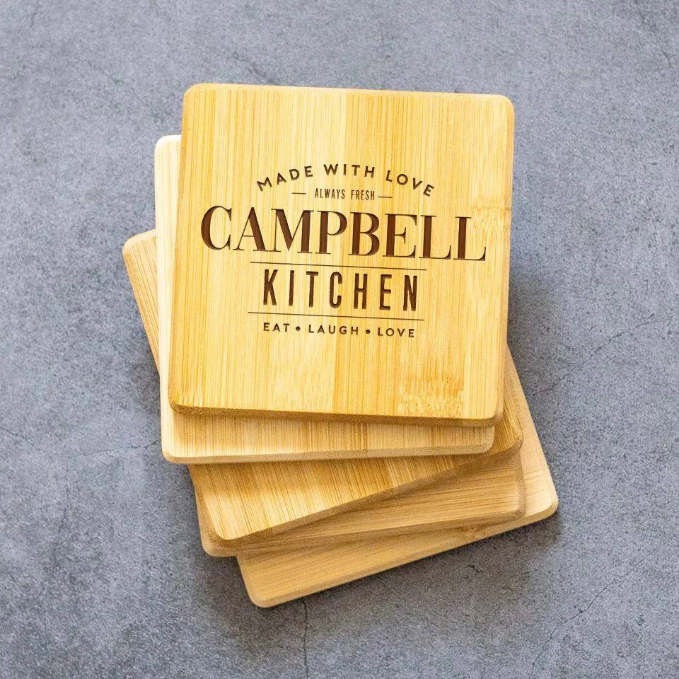 Personalized Thick Bamboo Coasters