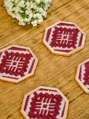 Pluto Handwoven Coasters Set Of 6 Pcs White