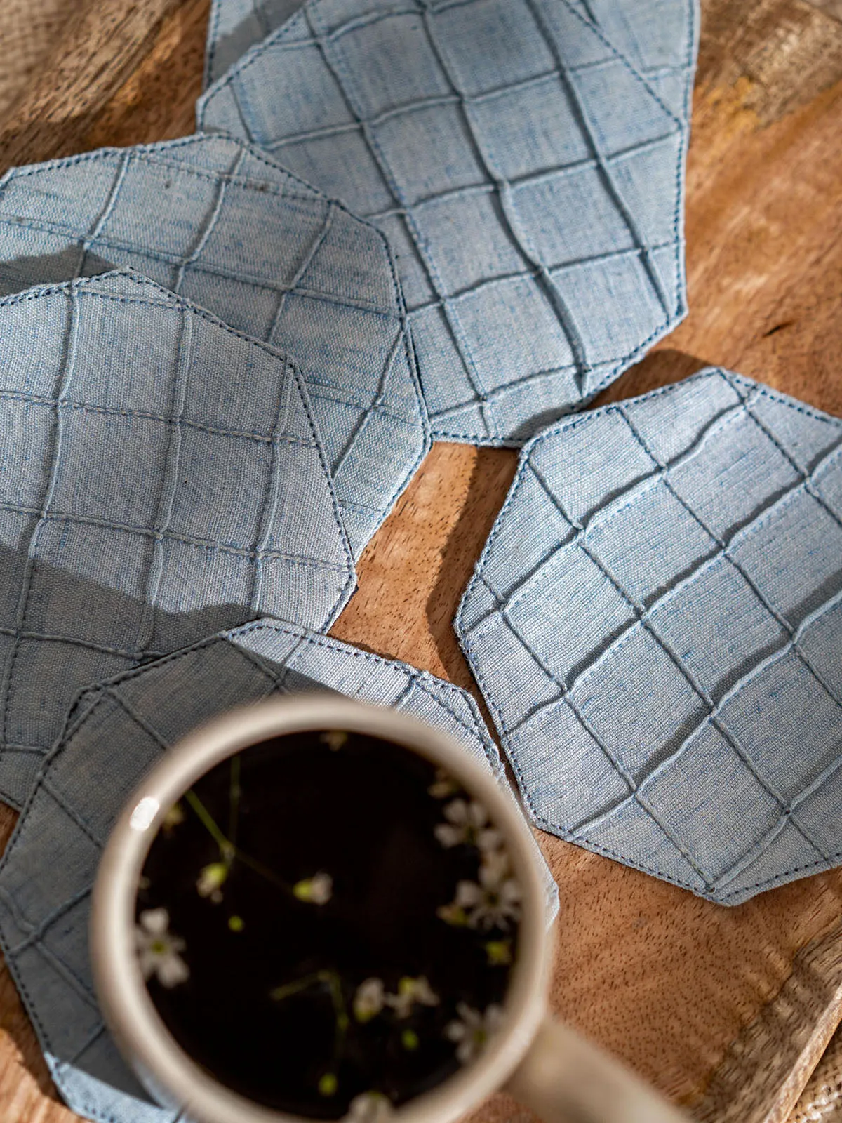Quellon Handwoven Coasters Set Of 6 Blue