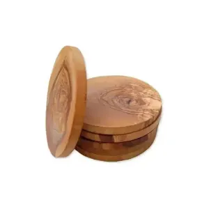 Round Coasters, Olive Wood, Diameter 12 cm
