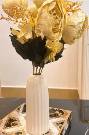 SPHINX Ribbed Pipe Long Ceramic Vase, Flower Vase, Pampas Grass Vase, Vase for money plant live plants, Vase Home Decor Centrepiece for Home, Office, or Gifts VASE ONLY NO FLOWERS- (White- 9 Inch)