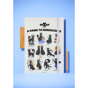 Spooky Cat A Guide To Horoscopes Cream A5 Hard Cover Notebook