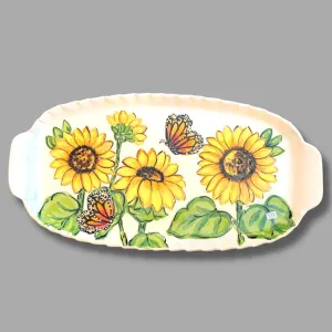 Sunflower and Monarch Large Handled Tray