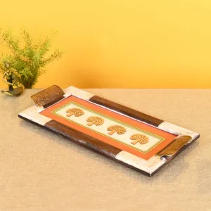 Tree of Life Handcrafted Mango Wood Rectangular Serving Tray (18 x 8 in)
