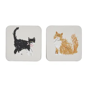 Ulster Weavers Feline Friends Coasters - 4 Pack One Size in Cream