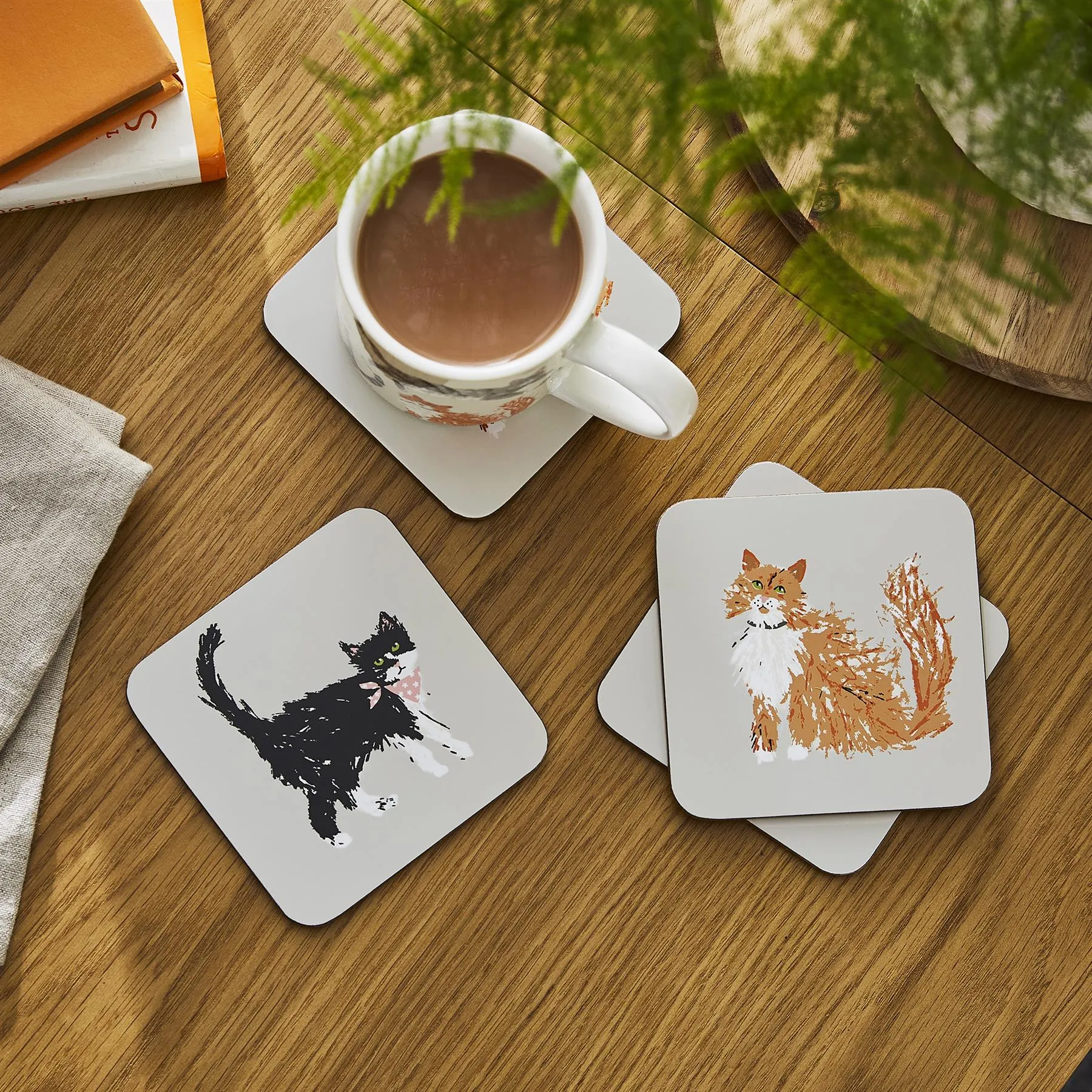Ulster Weavers Feline Friends Coasters - 4 Pack One Size in Cream