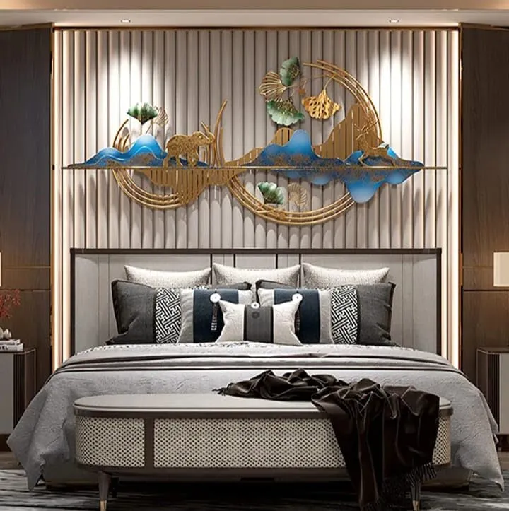 ULTRA SHINE HOME DECOR 3D Creative Mountain with Elephant Hanging Metal Wall Art Handmade Sculptures for Home Decoration, Bedroom, Living Room, Hotel & Restaurant Decor (44 x 20 Inch)