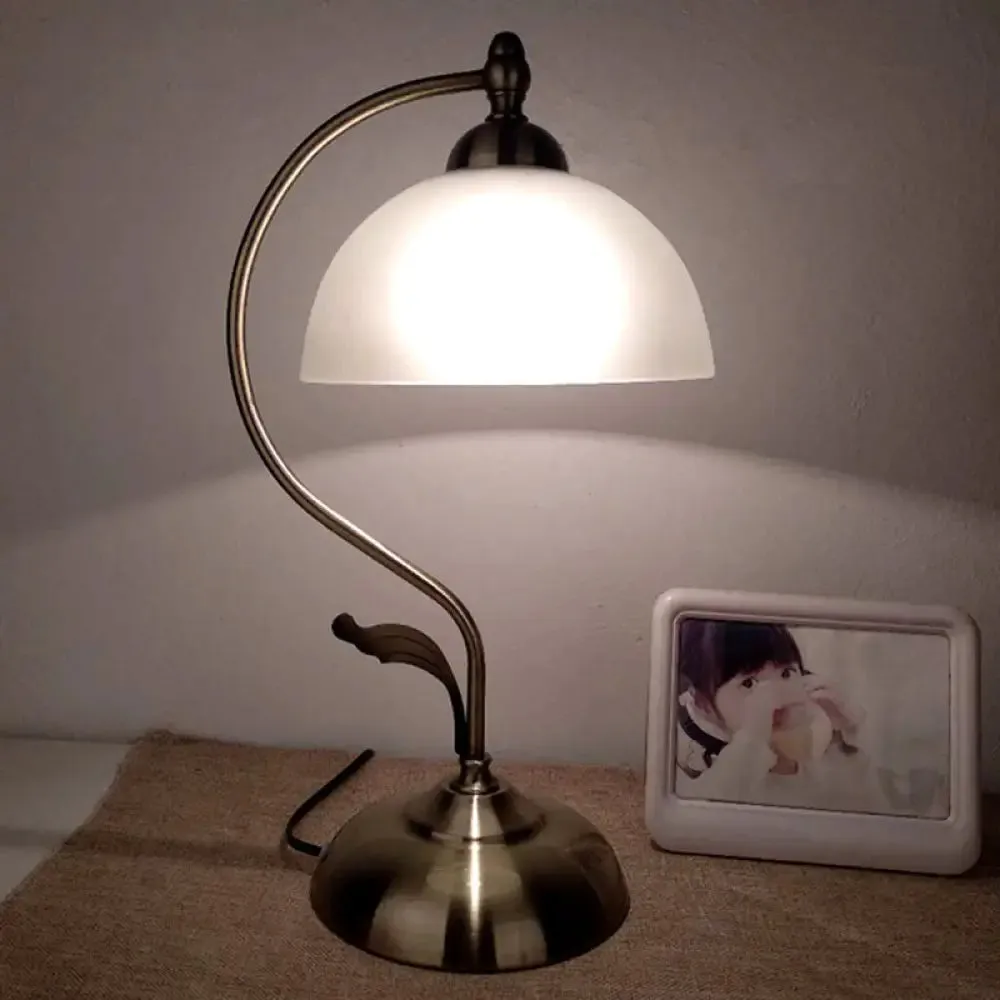 Vintage Opal Glass Nightstand Lamp - 1-Light Table Lighting for Living Room