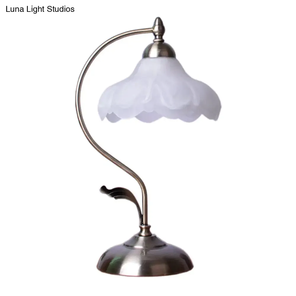 Vintage Opal Glass Nightstand Lamp - 1-Light Table Lighting for Living Room