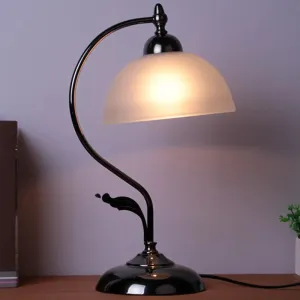 Vintage Opal Glass Nightstand Lamp - 1-Light Table Lighting for Living Room