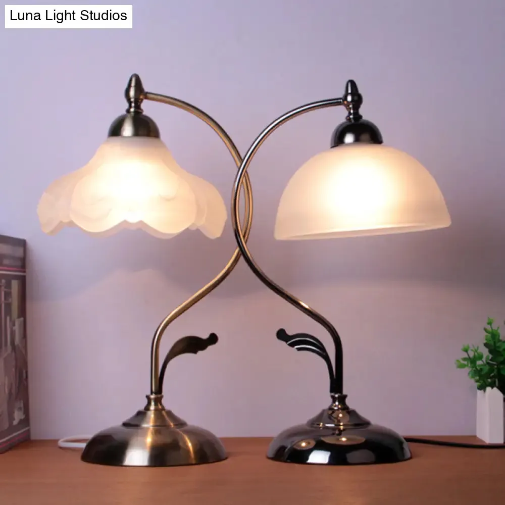 Vintage Opal Glass Nightstand Lamp - 1-Light Table Lighting for Living Room