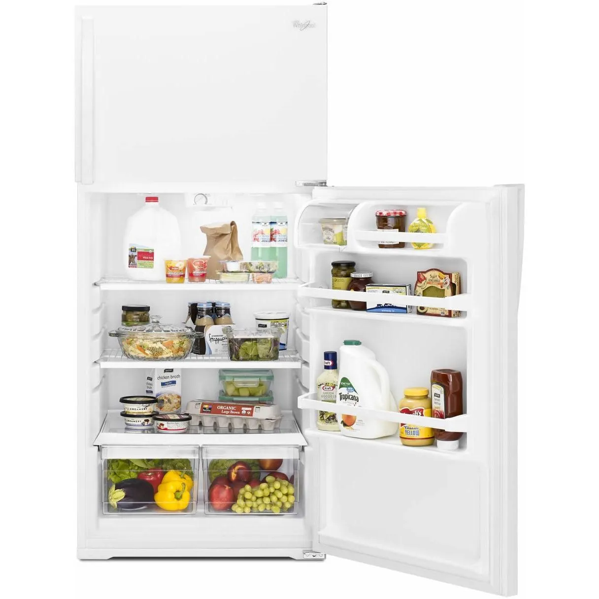 Whirlpool 28-inch, 14.3 cu. ft. Top Freezer Refrigerator WRT134TFDW