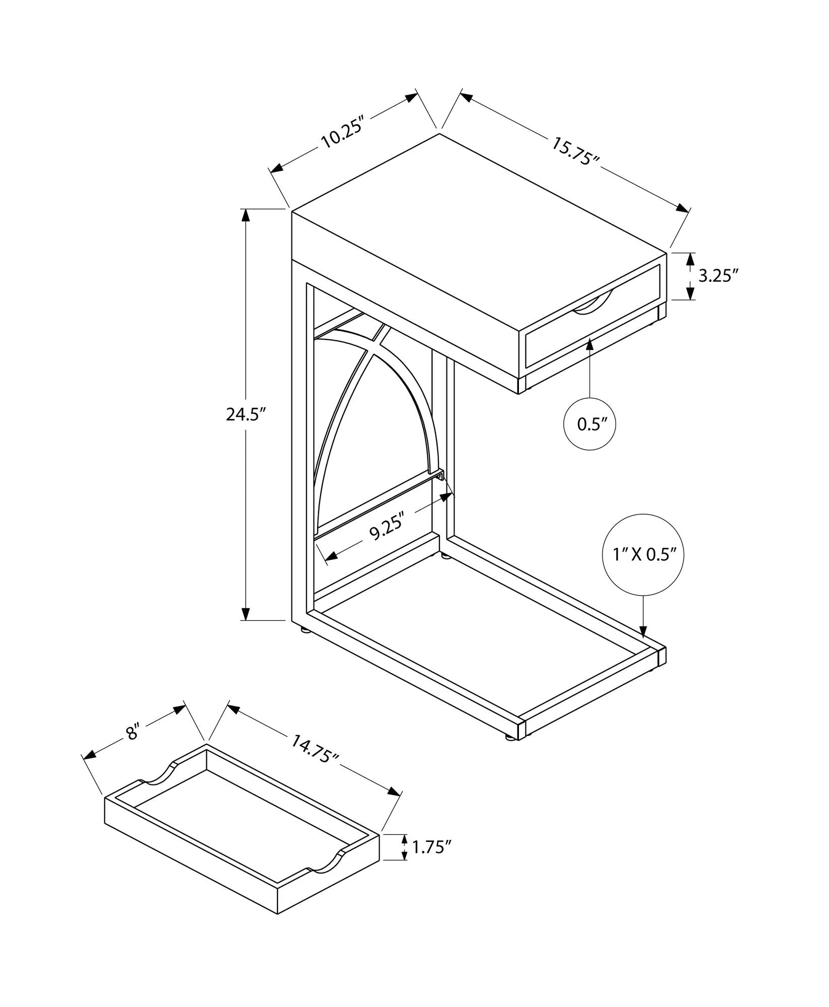 White Finish Drawer Table