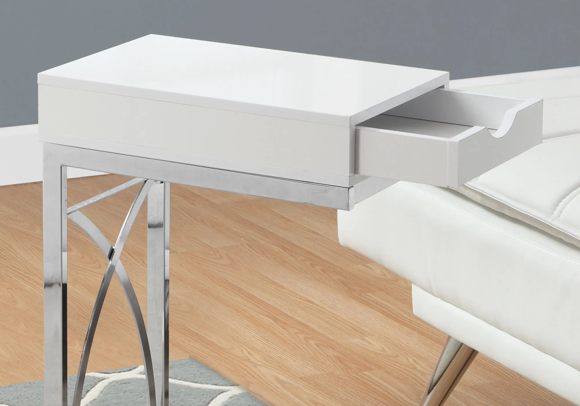 White Finish Drawer Table