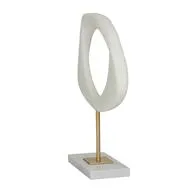 White Polystone Abstract Cut -Out Sculpture with Marble Stand - Home Decor